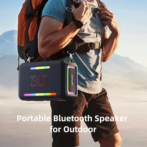 Vista 8 de ZEALOT Altavoz Bluetooth de 120 W RMS (pico de 150 W), altavoces inalámbricos portátiles IPX6, resistente al agua, altavoz de subwoofer Bluetooth