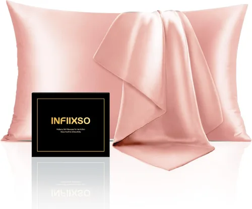 Vista 24 de INFIIXSO Funda de almohada de seda de morera, para cabello y piel, tamaño estándar, cremallera oculta, 20 x 26 pulgadas, suave y refrescante