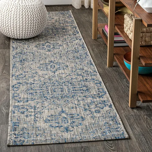 Vista 13 de JONATHAN Y SMB105D-28 - Alfombra de pasillo Boho para interiores y exteriores 2 x 8, color Negro/Gris, con textura de estrella, tejida