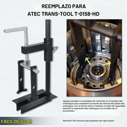Vista 4 de Bonbo T-0158 Herramienta de transmisión de resorte compresor de tambor de embrague universal resistente de acero