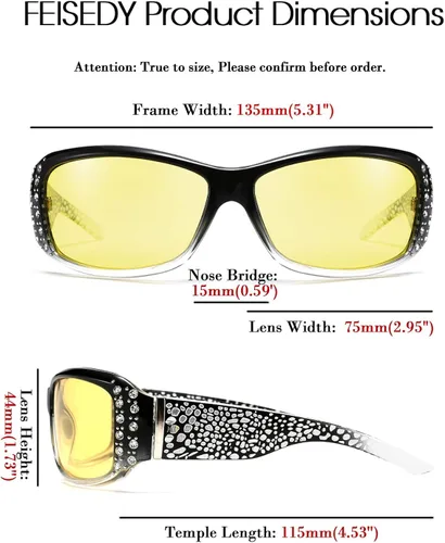 Vista 3 de FEISEDY - Gafas de sol para mujer color amarillo