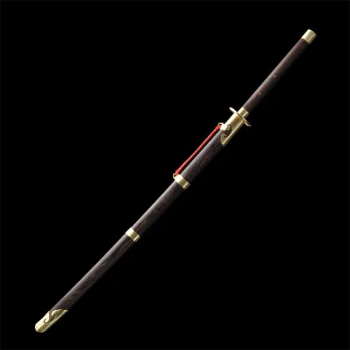 Vista 3 de Qiankun Miao Dao, hoja martensítica de acero inoxidable de 39.37 pulgadas, mango largo y vaina de acabado oscuro, espada tradicional china de Miao