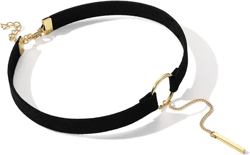 Vista 2 de Gargantilla de terciopelo con corazón de amor, collar de cadena de clavícula ajustable con nudo retro para mujeres, niñas, adolescentes, boda