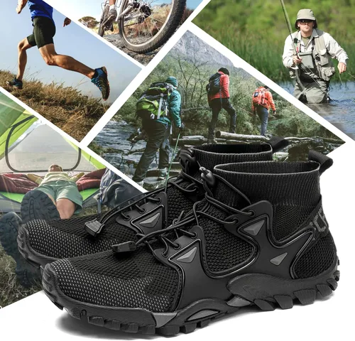 Vista 7 de SOBASO Zapatos de senderismo para hombre zapatos de correr de sendero elegantes y antideslizantes para fitness caminar correr calcetines