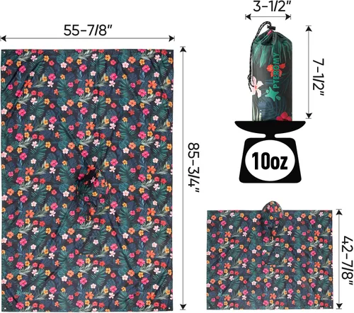 Vista 4 de PTEROMY Poncho de lluvia para adultos con capucha y cremallera de 14, abrigos de lluvia ligeros para mujeres y hombres, artículos esenciales