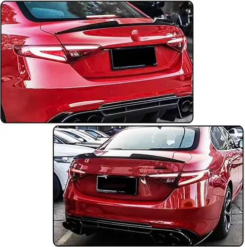 Vista 3 de Alerón trasero para Alfa Romeo Giulia Sedan 2015-2024 Tapa trasera para maletero Highkick Spoiler Wing Lip Gloss Negro