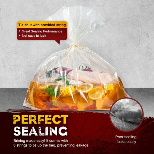 Vista 2 de Bolsas de salmuera para pavo, paquete de 3, 26 x 22 pulgadas, bolsa de salmuera extra grande con capacidad para hasta 35 libras, bolsa de salmuera
