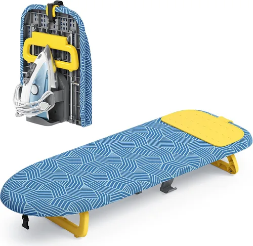 Vista 10 de KINGBOARD Tabla de planchar de mesa, pequeña tabla de planchar con soporte para planchar, mini tabla de planchar plegable, fácil almacenamiento