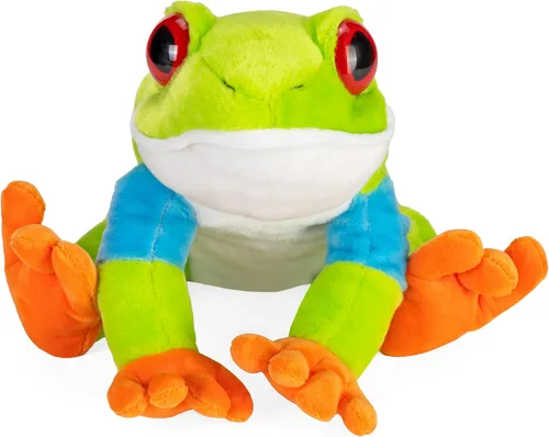 Vista 2 de Wild Republic Peluche de rana de árbol de ojos rojos, animal de peluche, regalo para niños, Cuddlekins de 12 pulgadas