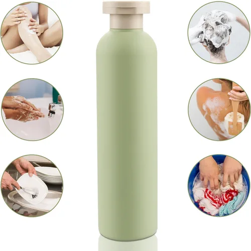 Vista 6 de Cosywell Botellas exprimibles con tapa abatible, recipientes de viaje recargables de plástico de 8.8 onzas para artículos de tocador, champú