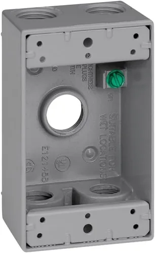 Vista 3 de Sigma Engineered Solutions 14251-5 Caja resistente a la intemperie 1/2" 5 agujeros 1-Gang 1-Gang Box, Gry