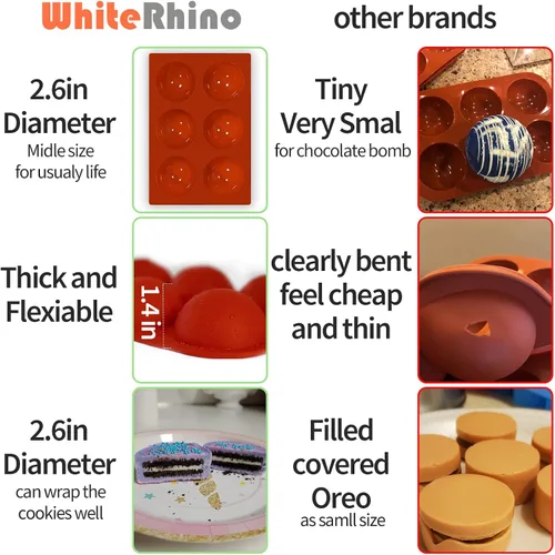 Vista 14 de WhiteRhino Juego de moldes de silicona con forma de corazón de chocolate, grandes rompibles, bomba de cacao caliente de 2.6 pulgadas, moldes