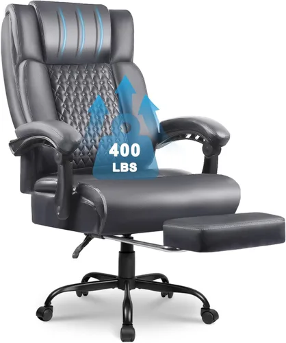 Vista 12 de OFIKA Silla ejecutiva de oficina resistente, reposabrazos abatible, acolchado, silla de juegos de computadora, silla de escritorio de piel
