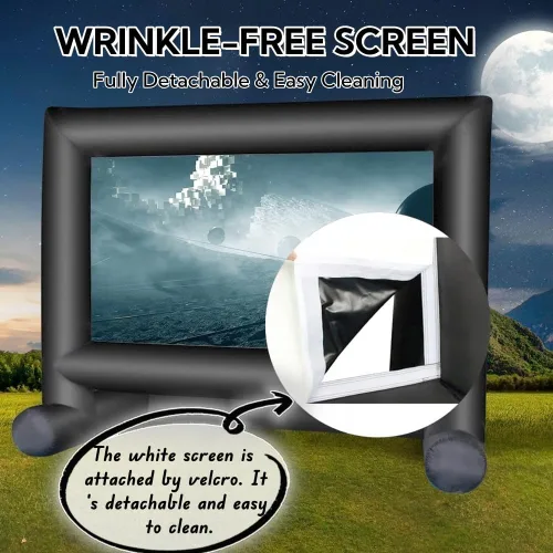 Vista 4 de Pantalla de proyector inflable de 18 pies para exteriores, incluye ventilador de inflado, amarres y bolsa de almacenamiento, ideal para fiestas al