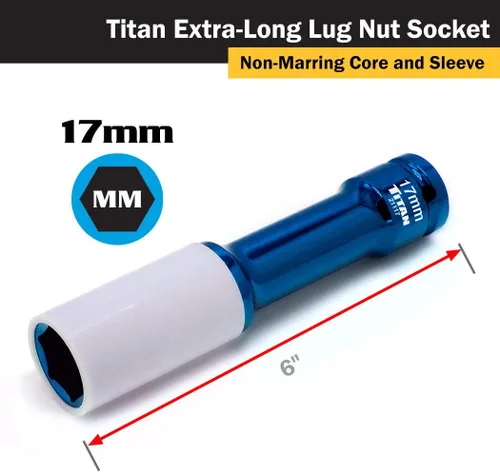Vista 2 de Titan Tools 2191 llave para tuerca de ruega profunda de 17 mm 1/2 pulgada para conducir sin contratiempos