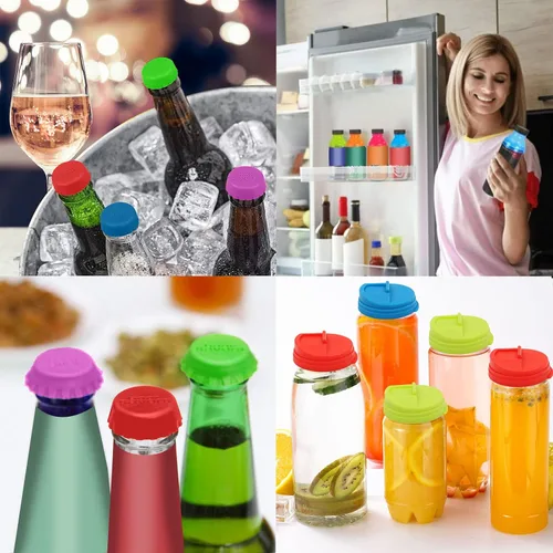 Vista 7 de ZOCONE Juego de tapas para botellas, 36 tapas de latas de refresco + tapas de latas + tapas de botellas de cerveza de silicona, tapas de botellas a