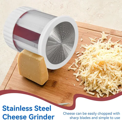 Vista 2 de Rallador de queso para cocina, ralladores de mantequilla de acero inoxidable, rallador cilíndrico de mano para frutas y verduras, triturador
