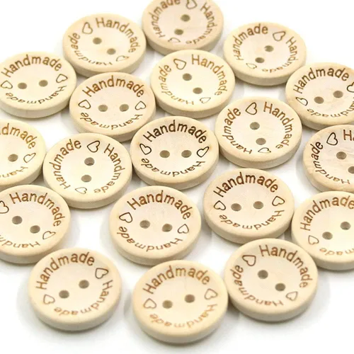 Vista 6 de 200 botones de madera de 1 pulgada hechos a mano con amor para manualidades, 0.984 in, botón redondo de madera para manualidades de costura