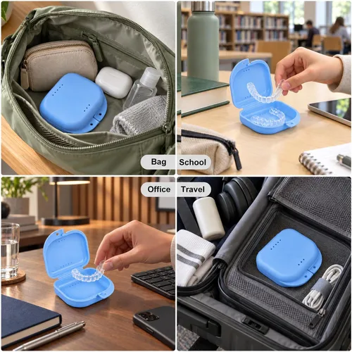 Vista 5 de Annhua Estuche de retención de ortodoncia con orificios de ventilación, caja de dentadura para dentaduras postizas, contenedor para boca, funda