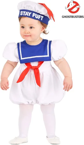 Vista 2 de Ghostbusters Infant Stay Puft Marshmallow Man Bubble Costume Unisex, Cute 80's Movie Halloween Outfit