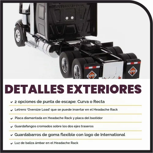 Vista 6 de International Lonestar Sleeper Cab Truck Tractor Negro 1/50 Diecast Modelo por Diecast Masters 71023