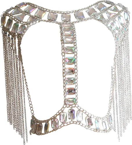 Vista 8 de Cadena de cuerpo sexy para mujer, joyería para la noche, disfraz, collar de hombro Negro - Cadena de hombro