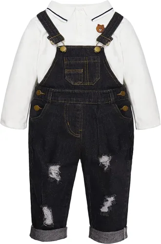 Vista 13 de Conjunto de pantalones de jean para bebés y niños pequeños