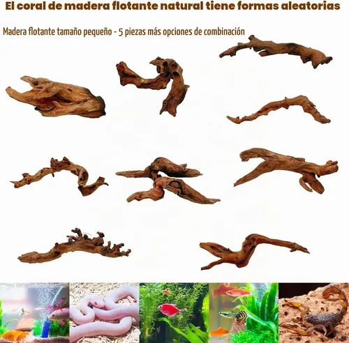 Vista 6 de Hamiledyi 5 piezas de madera flotante para acuario de 3.5-7 pulgadas, ramas de madera de deriva, accesorios de decoración de peceras Betta