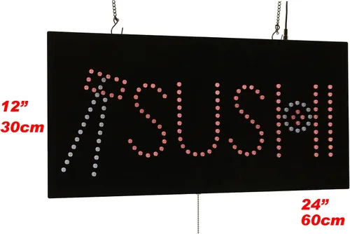Vista 2 de Cartel de sushi, 24"x12", 23.6x11.8 in, TOPKING, LED, Neón, Florescente, Señalización, Letrero, Exhibición, Cartelera, Pantalla, Gran Inauguración