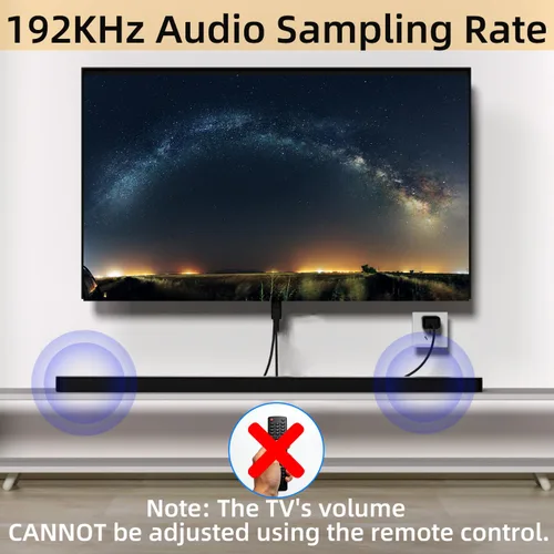 Vista 4 de HDMI ARC/eARC a convertidor de audio óptico, ARC a óptico Supports PCM2.0, Dolby 5.1, DTS 5.1 ,HDMI ARC Audio Extractor Cable 6 FT for TV to