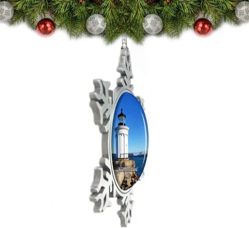 Vista 2 de South Portland Lighthouse Maine USA Adorno de Navidad Decoración de árbol de cristal Metal recuerdo regalo