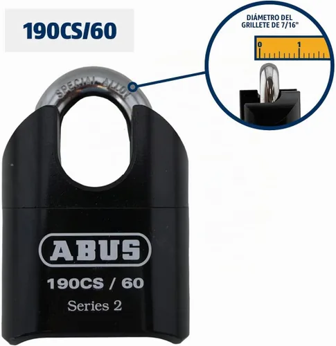 Vista 4 de ABUS Candado de combinación de acero sólido de alta seguridad 190CS/60, grillete cerrado