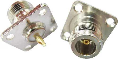 Vista 4 de 2 PCS chasis N hembra Jack 4 agujero montaje en panel PCB soldadura RF conector