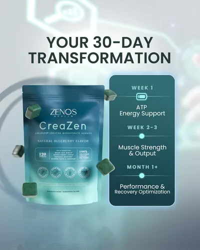 Vista 6 de Zenos Health CreaZen - Gomitas de monohidrato de creatina - Suplemento de creatina para el crecimiento muscular, la fuerza, la recuperación