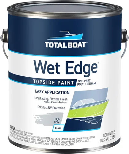 Vista 44 de TotalBoat Wet Edge Topside - Pintura marina con recubrimiento de poliuretano premium para barcos, vehículos recreativos, molduras exteriores, fibra