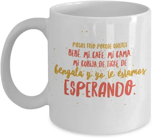 Vista 5 de Taza de Cafe Esperando Vaso, taza café divertidas, tazas personalizadas, coffee mug inspiradoras, taza con mensajes positivos.