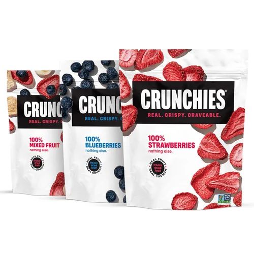 Vista 8 de Crunchies Frutas Liofilizadas, Fruta Crujiente 100% Totalmente Natural, Sin OGM y Kosher, Paquetes de Aperitivos de Fruta Liofilizada Resellables
