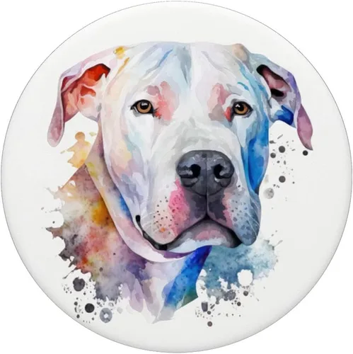 Vista 3 de Dogo Argentino Perro Colorido Acuarela PopSockets intercambiables PopGrip