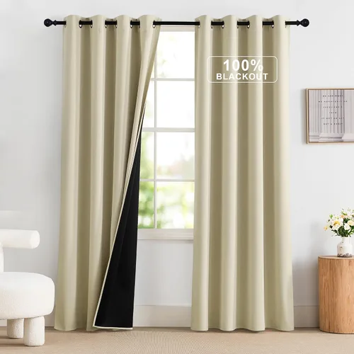 Vista 17 de NICETOWN Cortinas 100% Opacas Cortas de 36 Pulgadas de Largo para Dormitorio, Privacidad Aislamiento Térmico con Ojales Cortinas de Ventana
