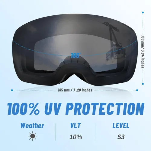Vista 5 de Supertrip Gafas de esquí para adultos, lentes intercambiables antivaho para nieve, snowboard para hombres, mujeres y jóvenes