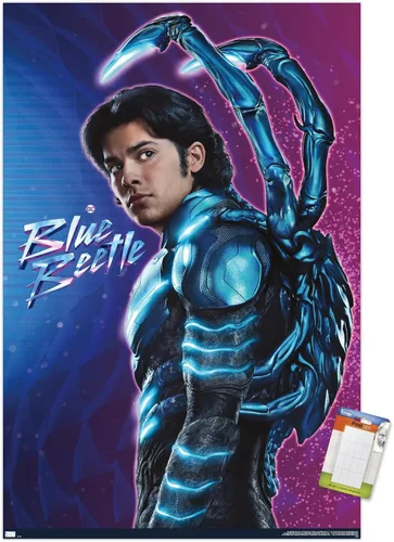 Vista 11 de Trends International DC Comics Movie Blue Beetle - Póster de pared de Jaime Reyes, 14.725 x 22.375 pulgadas, versión enmarcada plateada Versión