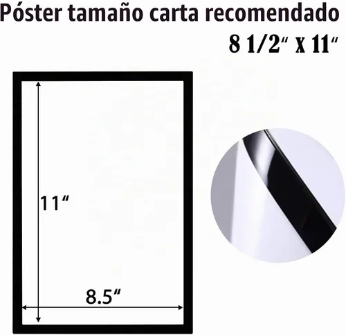 Vista 3 de JIUYE 3 piezas de soporte de letrero magnético autoadhesivo 8.5 x 11 pulgadas, marco de exhibición de pared de plástico, soporte de letrero de papel