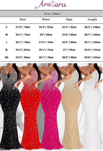 Vista 3 de Aro Lora Vestido largo sexy para mujer con diamantes de imitación transparentes de malla transparente
