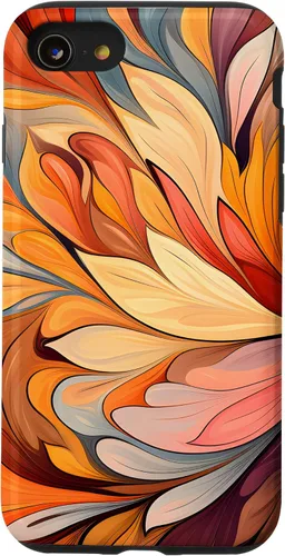 Vista 18 de iPhone 12 Pro Max Remolinos florales abstractos Funda de colores cálidos de otoño