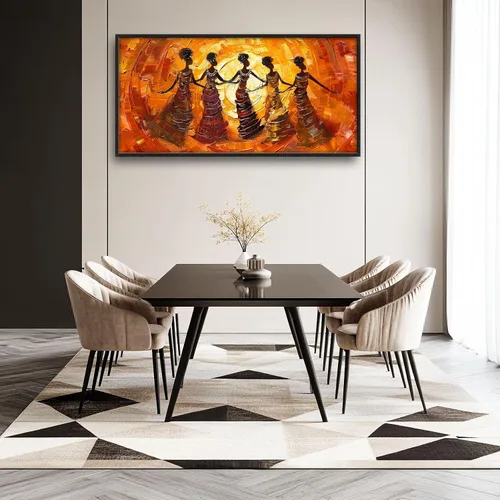 Vista 4 de Quorin Arte de Pared Grande Afroamericano Abstracto de Chica Negra Mujer Imágenes de Danza Decoración de Pared Retro Étnico Impresión en Lienzo