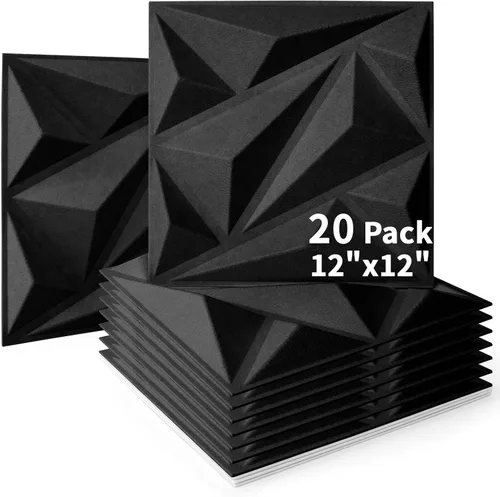 Vista 10 de Art3dwallpanels Paneles acústicos 20 unidades, paneles de pared insonorizados, paneles de amortiguación de sonido, paneles de pared 3D, paneles