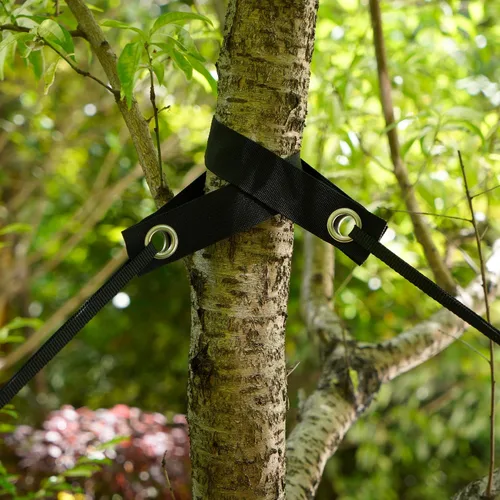 Vista 6 de Kits profesionales de estacas para árboles para 2 árboles, 6 correas de árbol de 15.7 pulgadas + cuerda fuerte de 65.6 pies para fijar plantas