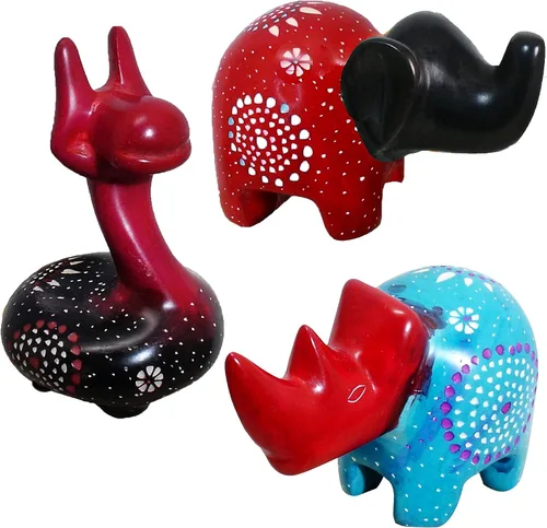 Vista 5 de Safari africano de la selva de animales gorditos de 4 pulgadas, tacto humano auténtico, suave, elegante, fresco y relajante, juego de 3 figuras