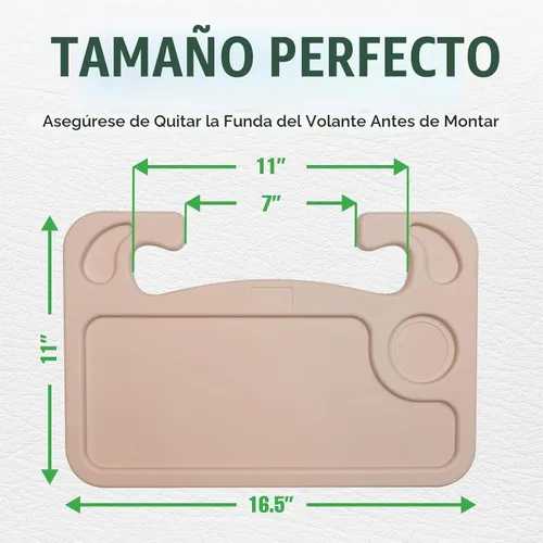 Vista 7 de lebogner Bandeja para volante, bandejas de comida para automóvil para comer, laptop, tableta, iPad o portátil, gancho para volante automático Beige