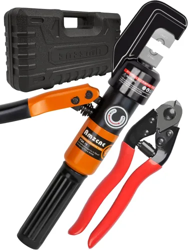 Vista 7 de AMZCNC Herramienta de crimpadora de cable hidráulico 12 toneladas 8AWG-4/0AWG 9 troqueles Kit